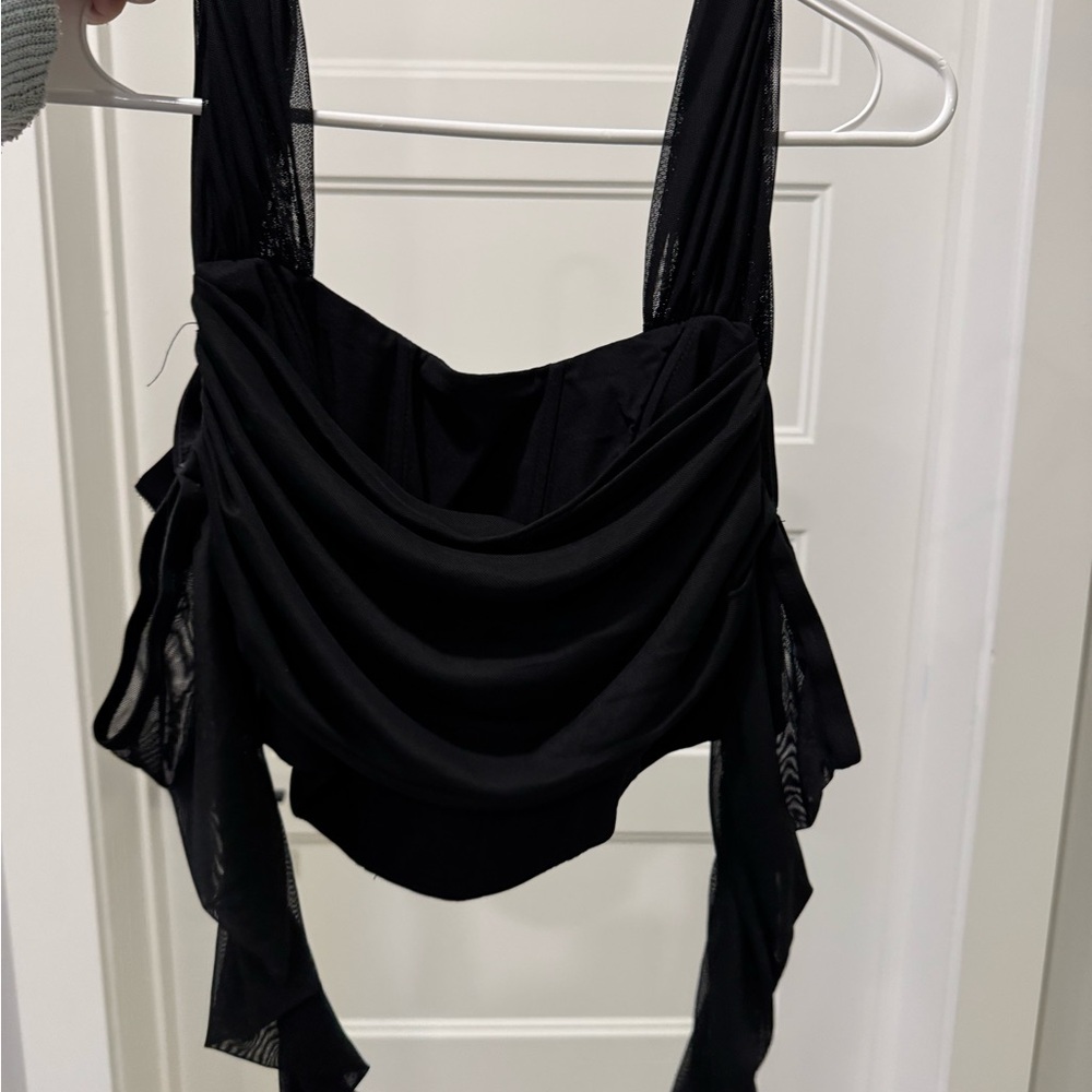 Black Draped Sleeveless Top